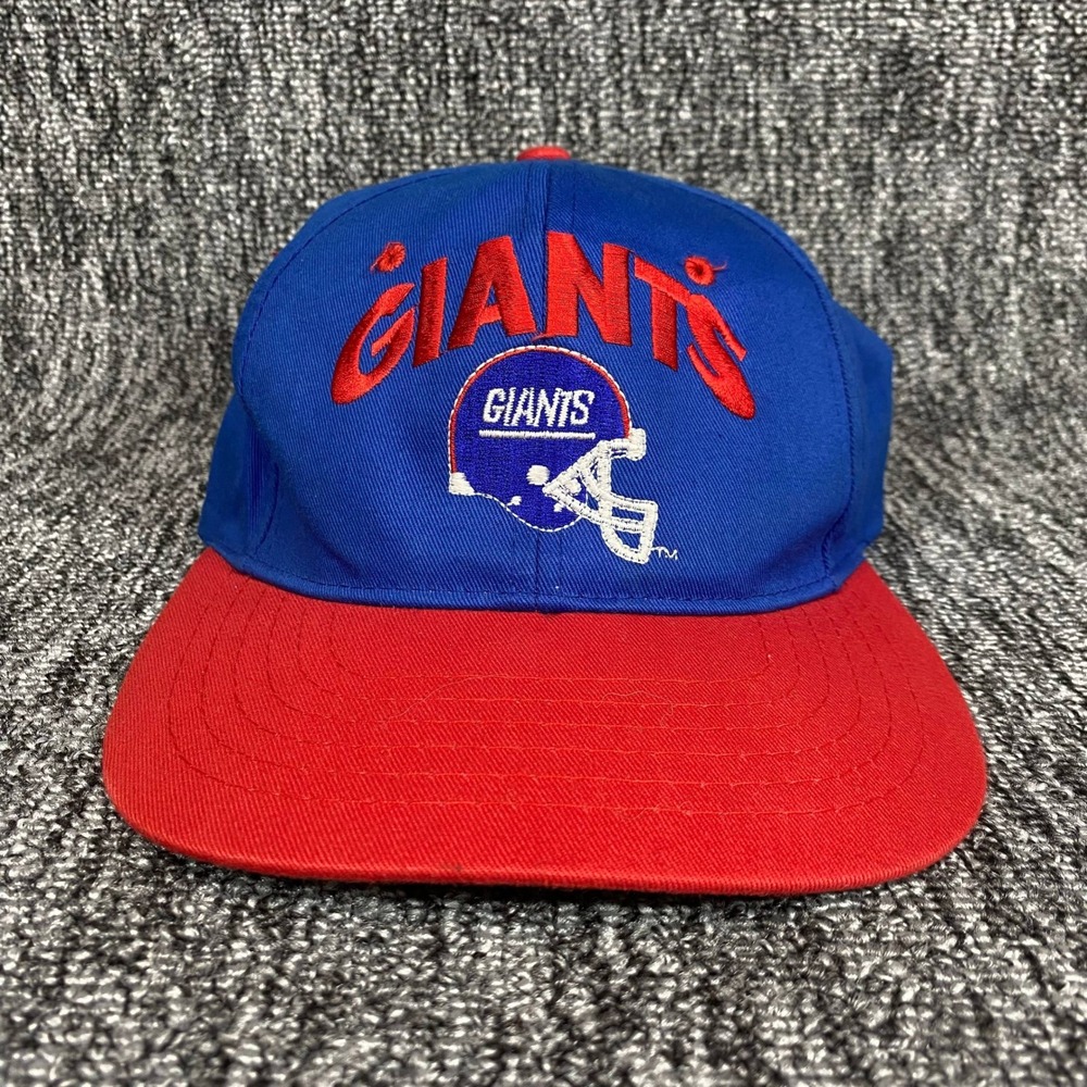 Vtg Drew Pearson New York Giants Snapback Hat Cap Blue Red Helmet NFL Youth
